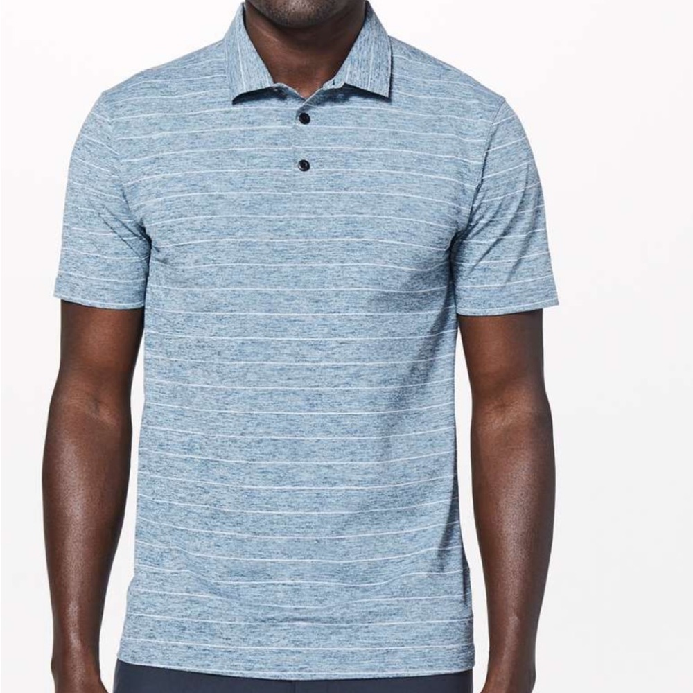 Lululemon Propel Polo *Short Serve Stripe Heathered Alberta Lake White